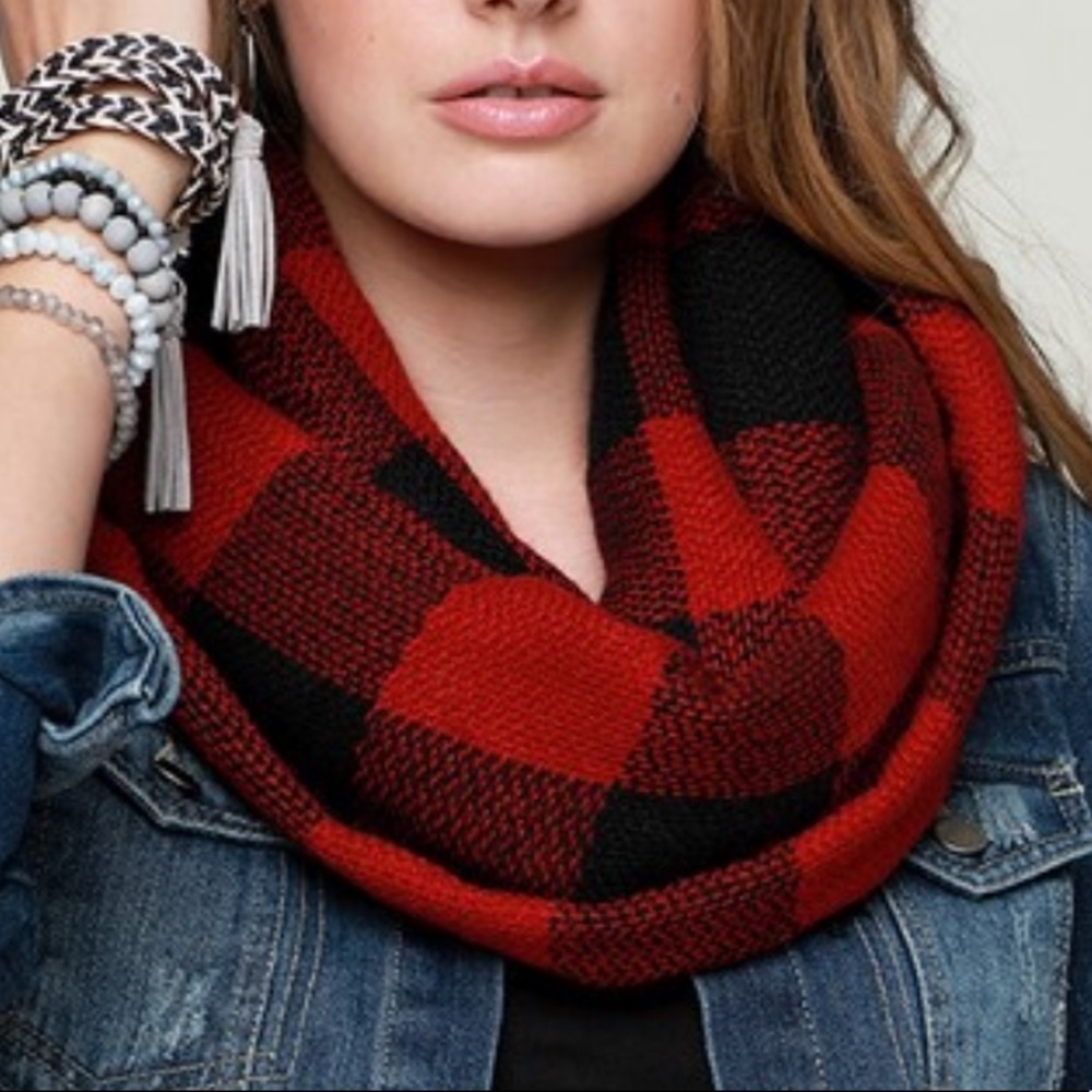Jocelyn Red Buffalo Check Infinity Scarf
